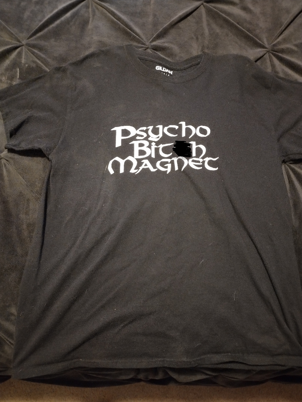 Gildan Black Short-Sleeve Tee with White Graphic Text